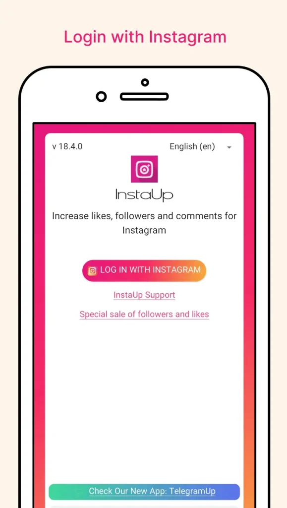 login with instagram into instaup apk